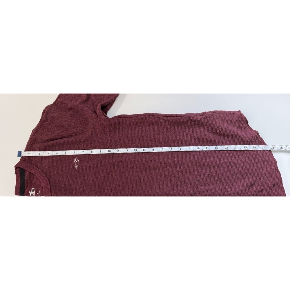 Hollister Maroon Burgundy Long Sleeve Thermal Knit Shirt Mens Medium - Picture 7 of 8